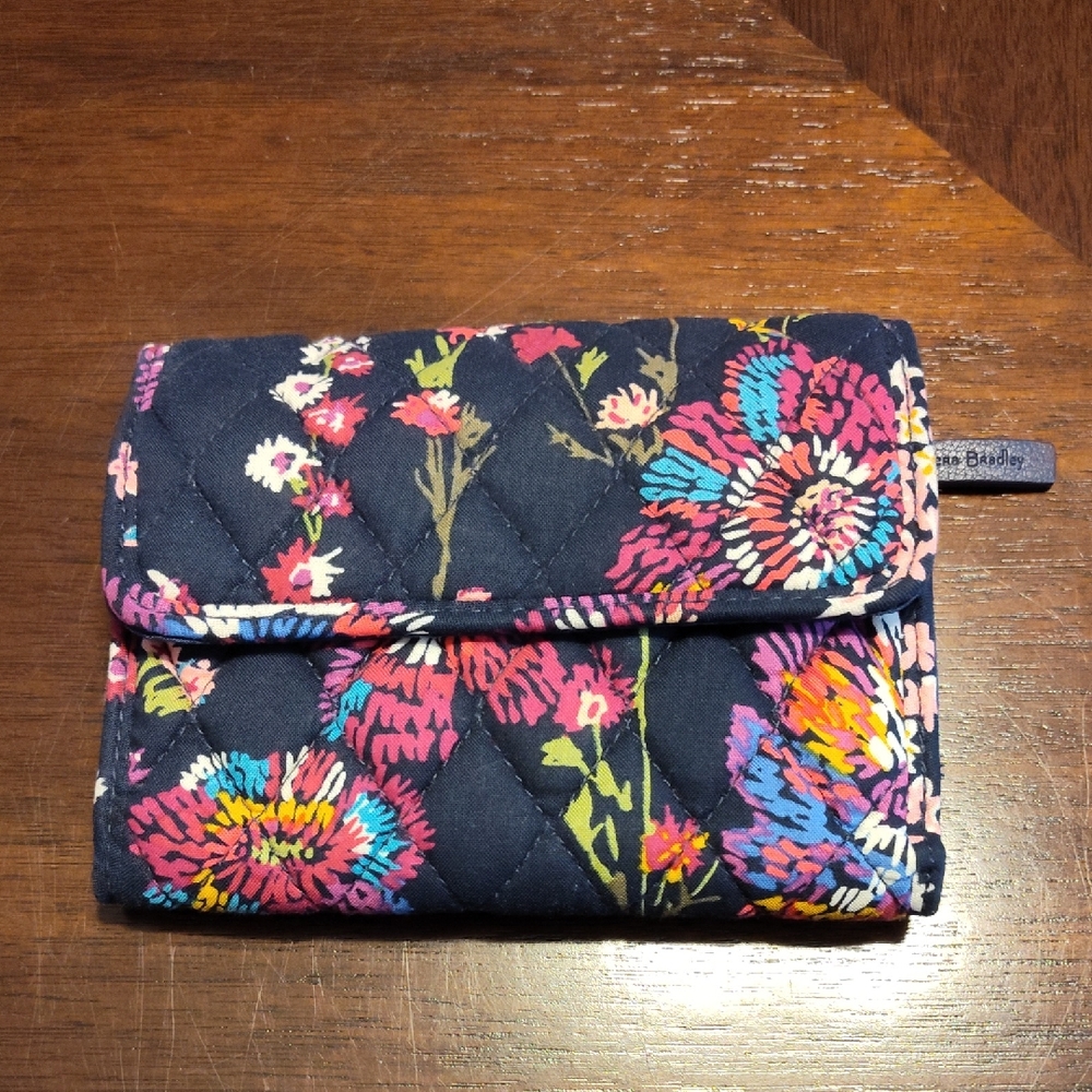 Vera Bradley Midnight Wildflowers Print RFID Wallet - EUC